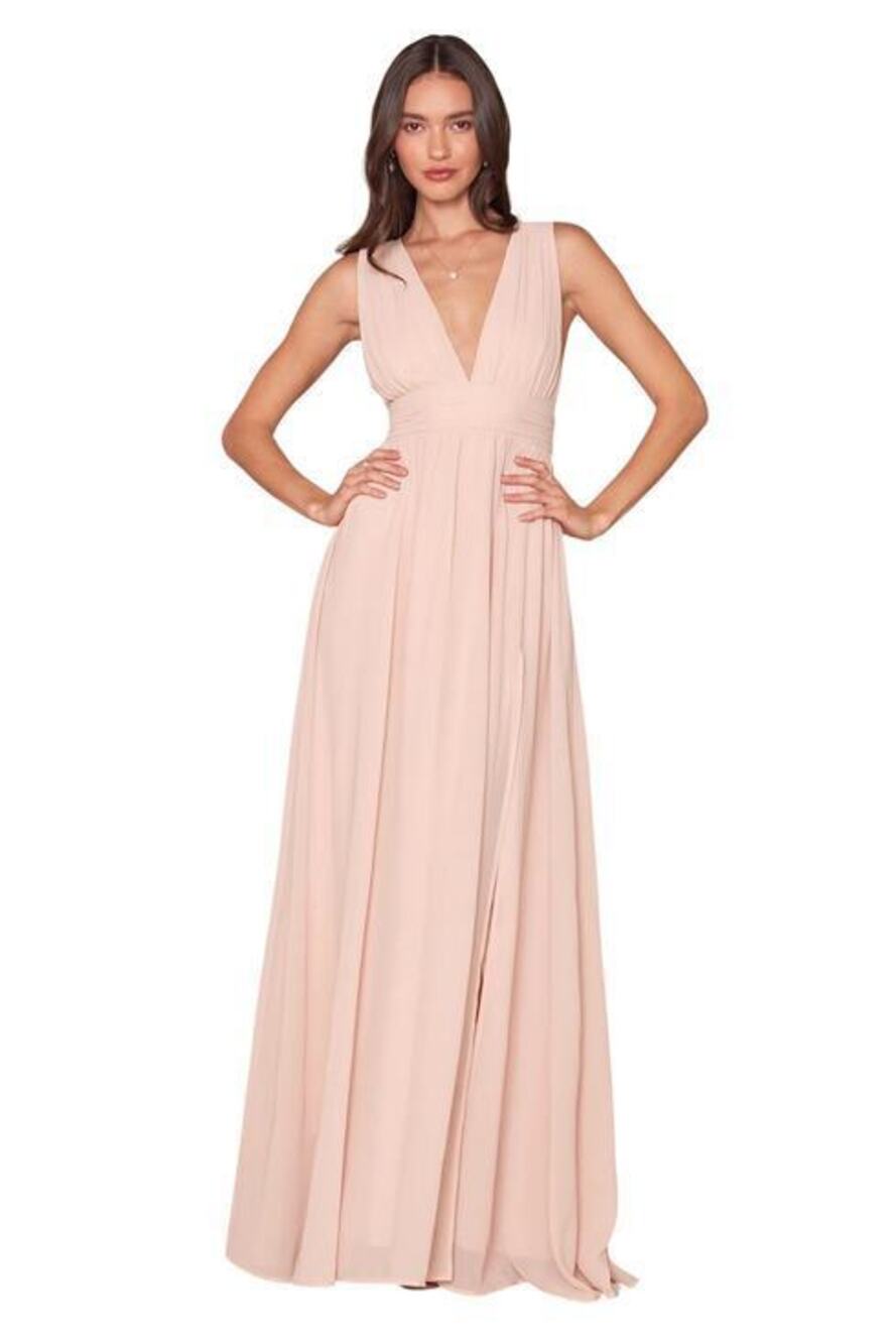 Lulus Heavenly Hues Blush Pink Chiffon Pleated Maxi Dress size Medium NWT